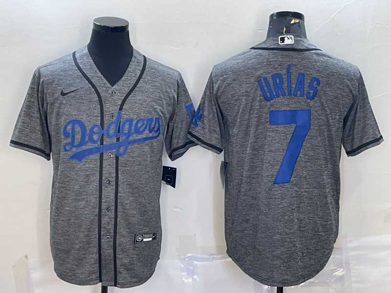 Mens Los Angeles Dodgers #7 Julio Urias Grey Gridiron Cool Base Stitched Baseball Jersey->los angeles dodgers->MLB Jersey